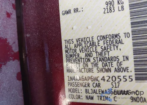 2017 Nissan Maxima 3.5 Sl из США, поврежденный, VIN 1N4AA6AP6HC420555